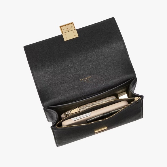 Kate Spade Black Deco Chain Convertible Shoulder Bag Pebble Leather - Picture 7 of 12